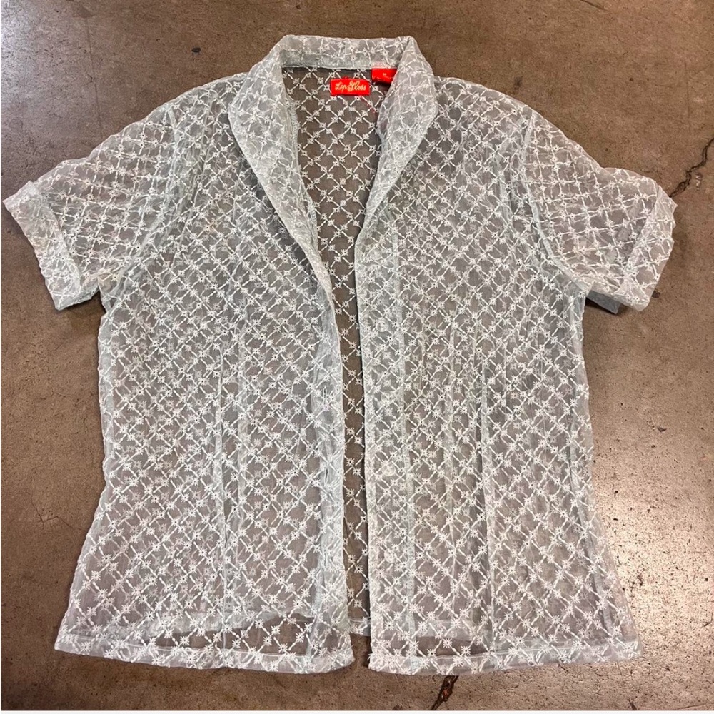 Vintage Tulle Sheer Ivory Top Short Sleeve